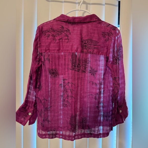 Vintage French Laundry Magenta Linen Button-Down Shirt - Picture 2 of 5
